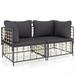 Gecheer Sectional Corner Sofas with Cushions 2 pcs Poly Rattan