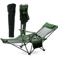 Folding Chaise Lounge Chair for Outside Beach Portable Heavy-Duty Camping Reclining Lounge Chair with Pillow