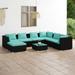 Gecheer 8 Piece Patio Set with Cushions Poly Rattan Black