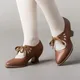 Chaussures de Mariage à Lacets pour Femme Escarpins Rétro à Talons Hauts Vintage Gaufrage Été