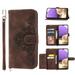 Decase for Samsung Galaxy A34 5G Shoulder Crossbody Wallet Case with Card Slots Floral Embossed PU Leather Wallet Flip Protective Kickstand Wrist Strap Cover brown