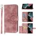 Decase for Samsung Galaxy S22 Shoulder Crossbody Wallet Case with Card Slots Floral Embossed PU Leather Wallet Flip Protective Kickstand Wrist Strap Cover pink