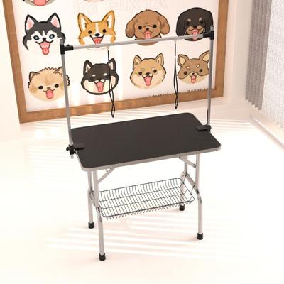 Black Stainless Steel Folding Pet Grooming Table