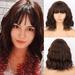 DOPI Short Ombre Blonde Wigs Wavy Bob Wig with Bangs Women Synthetic Curly Pastel Bob Wig for Girl Colorful Cosplay Wigs