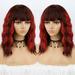 DOPI Short Brown Wig with Bangs Short Brown Wavy Wig for Women Shoulder Length Brown Wig Synthetic Highlight Wavy Wig Heat Resistant Short Wavy Wigs for Daily Party Useé”›åœ”rown Highlight 16 inché”›