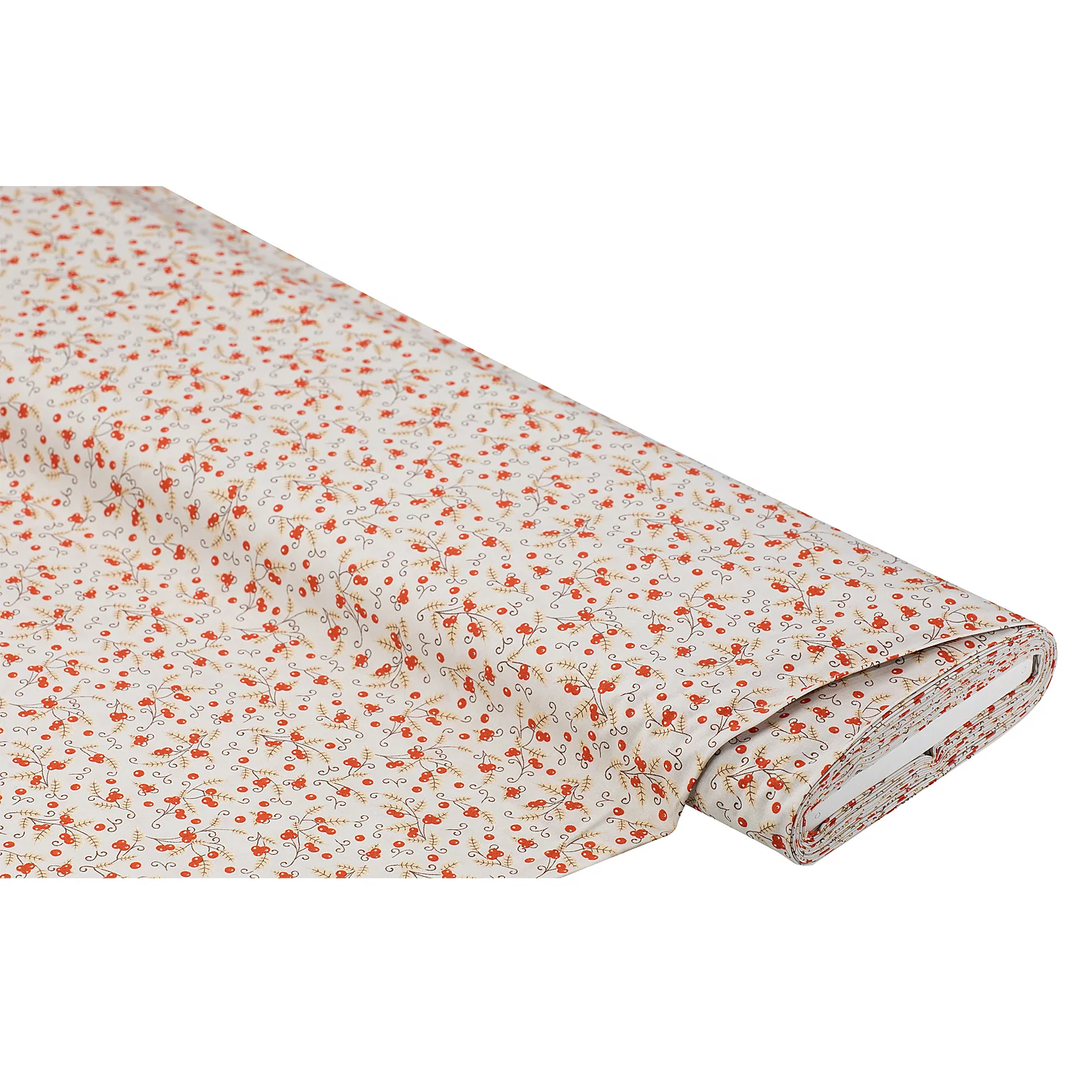 Baumwollstoff Beeren Mona, hellgrau/ziegelrot Image