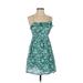 Aeropostale Casual Dress - A-Line Square Sleeveless: Blue Floral Dresses - Women's Size Small