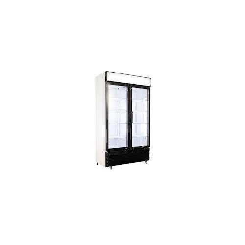 Flaschenkühlschrank mit 2 Glastüren Getränkekühlschrank Kühlschrank Gastro 632 L +2/10°C 1120x610x1965 mm Schwarz