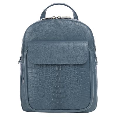 Cityrucksack CLUTY, Gr. B/H/T: 26cm x 22cm x 9cm, onesize, blau, Rindsleder, Leder, modisch, Rucksäcke, echt Leder, Made in Italy Image