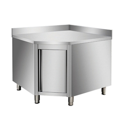 Skyrainbow Arbeitsschrank aus Edelstahl, mit Aufkantung, Eckmodul 700er Bautiefe Image