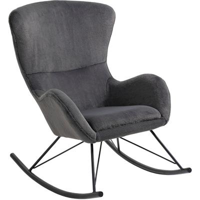 Schaukelstuhl SALESFEVER, grau (dunkelgrau, schwarz), B:70cm H:102cm T:94cm, Polyester, Metall, Stühle, in Lammfelloptik Image