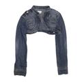 Denim Jacket: Blue Solid Jackets & Outerwear - Kids Girl's Size Small