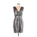 Yoana Baraschi Cocktail Dress - Wrap: Brown Marled Dresses - Women's Size 6