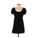 Splendid Casual Dress - Mini Scoop Neck Short sleeves: Black Solid Dresses - Women's Size X-Small