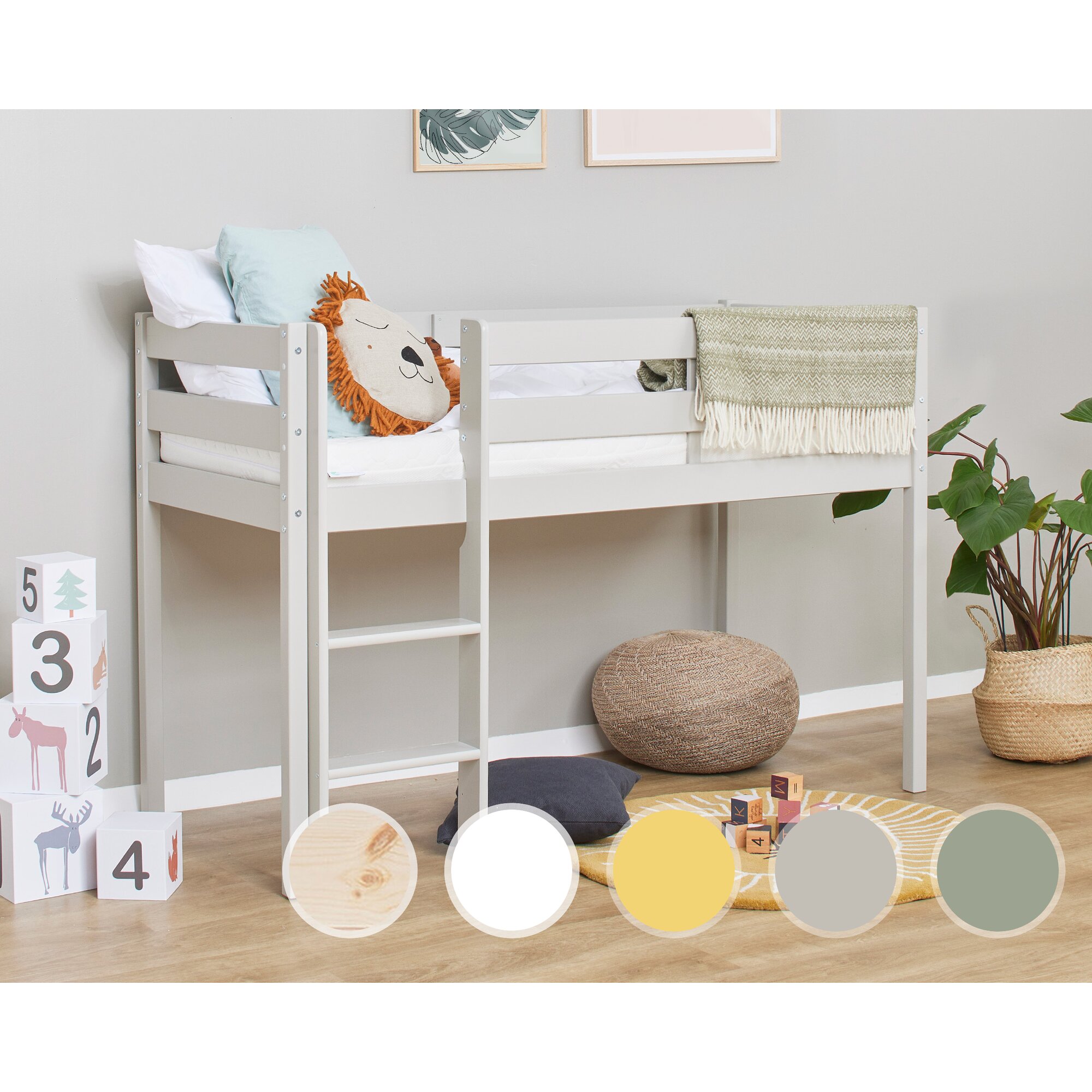 Hoppekids »ECO Comfort« Halbhochbett 90x200 cm / Dove Grey