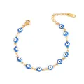 bracelet femme acier inoxydables émail turc bleu mauvais oeil bracelet Femmes bijoux oeil chaîne