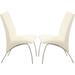 Contemporary Sleek Design Cream White Dining Chairs (Set of 2)