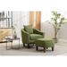 Modern Livingroom Linen Accent Chair Barrel Chair with Ottoman Wood Frame Club Chair Tufted Seat Back Leisure Arm Chair