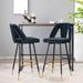 Bar Chairs Set of 2, Contemporary Velvet Upholstered Connor 28" Bar Stool & Counter Stools with Nailheads