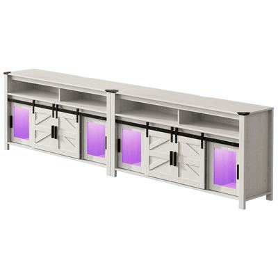 LED Farmhouse Entertainment Center with Mesh and Barn Doors, 31" H
