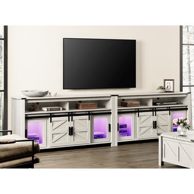 LED Farmhouse Entertainment Center with Mesh and Barn Doors, 31" H