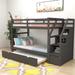 Twin Over Twin Solid Wood Bunk Bed With Twin Trundle and 3-Storage Stairs