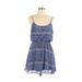 Forever 21 Casual Dress - Mini Scoop Neck Sleeveless: Blue Dresses - Women's Size Large