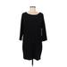 Leith Casual Dress - Shift Scoop Neck 3/4 sleeves: Black Solid Dresses - Women's Size Medium