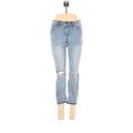 Old Navy Jeggings - Mid/Reg Rise Skinny Leg Trashed: Blue Bottoms - Women's Size 0 - Distressed Wash