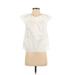 Tara Jarmon Short Sleeve Blouse: White Tops - Women's Size 36