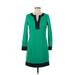 Vineyard Vines Casual Dress - Shift: Green Color Block Dresses - Women's Size 4