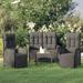 vidaXL 4 Piece Patio Dining Set with Cushions Gray Poly Rattan - 22.4" x 24.6" x 42.9"