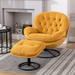 Swivel Accent Armrest Chair with Ottoman, Modern Velvet Upholstered Lounge Sofa Chair TV Chair with Metal Frame and Legs