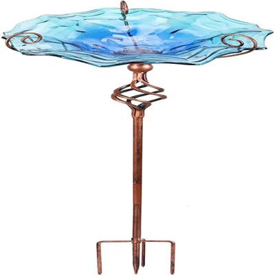 Glass Bird Bath Outdoor BirdBath Bird Feeder