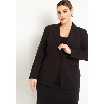 Plus Size Women's The 365 Suit Patch Pocket Blazer by ELOQUII in Biscuit (Size 28)