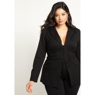 Plus Size Women's Corset Blazer by ELOQUII in Totally Black (Size 16)