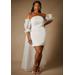 Plus Size Women's Bridal by ELOQUII Mini Dress With Puff Sleeve Cape in True White (Size 22)