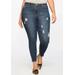 Plus Size Women's Classic Fit Peach Lift Distressed Skinny Jean by ELOQUII in Medium Wash (Size 28)