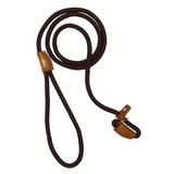 VamaLeathers Slip Leash I Durable Mountain Climbing Rope Inspired Nylon Leash I Thick Leather Trims I For All Dog Breeds I 3/4 Inch X 5 Feet I Dark Brown