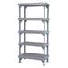 Quantum Storage Systems Millenia Shelving Unit 54 W x 18 D x 50 H 5 open grid shelves with removable shelf mats 4 posts and dunnage stand - Gray Finish