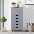 6 Drawer Office Storage File Cabinet Under Desk Storage file Cabinets for Home Office Office Organization Filing Cabinet with Wheels Printer Stand with Storage 180 lbs Capacity- Gray