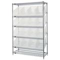 Quantum Storage Wire Unit Slanted Shelves With 16 Bins Clear - 18 x 48 x 74 in.