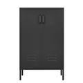 Suitable for steel storage cabinets in living rooms kitchens and bedrooms 2 door miscellaneous storage cabinet garage tool storage cabinet and office file cabinetï¼Œ2 movable partitions Black + Met