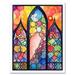 Stained Glass Window Folk Art Abstract Art Print Framed Poster Wall Decor 12x16 inch