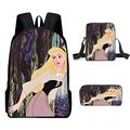 Sleeping Beauty Casual School Bags Super Cool Funny Animation Print Middle Girls Kids Book Bag with Pencil Case 3Pcs/Set for Kids Boys Girls for Gift to Friens