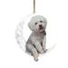 Home decoration puppy pendant Teddy puppy pendant Car rearview mirror pendant Dog pendant sitting on the moon (acrylic)