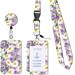 Fashionable ID Badge Holder Set Colorful Floral Sunflower Printing Lanyard ID Card Sleeve With Telescopic Easy-pull Buckle