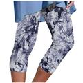 Reduce Price Hfyihgf Capri Pants for Women Casual Summer Pull On Yoga Dress Capris Work Jeggings Trendy Print Athletic Golf Crop Pants with Pockets(Navy S)