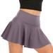 ShomPort Womens Mini Skirts High Waist Pleated Athletic Tennis Skirts Solid Color Summer Casual Running Golf Skirts (X-Large Purple)