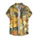 HIMIWAY 2023 Summer Trendy Clearance Mens Shirts Hawaiian Shirt For Men Men s Vintage Button Down Bowling Shirts Short Sleeve Summer Beach Shirt Yellow XL